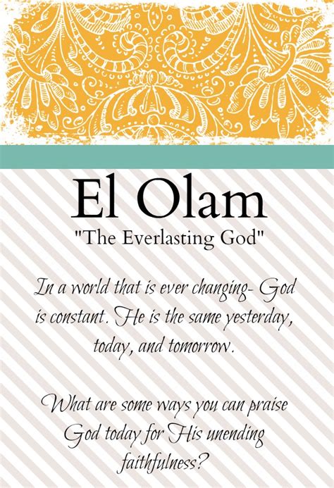 {All Things New}: El Olam