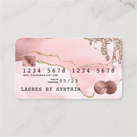 Credit Card Styled Blush Pink Agate Rose Gold | Zazzle.com | Credit card design, Cute business ...