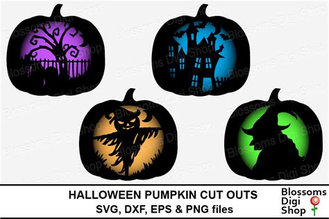 Halloween Pumpkin cut outs, SVG, DXF, EPS & PNG files