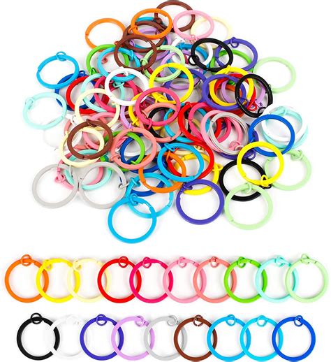 Flat Split Key Rings 100 PCS Metal Colorful Paint Split Keychain Rings ...