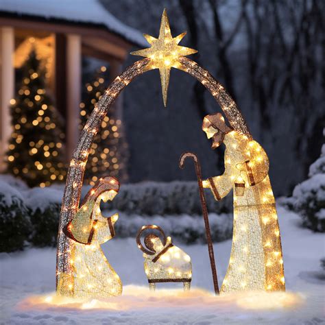 VEIKOUS 5ft Lighted Nativity Scene Outdoor Christmas Decor Indoor ...