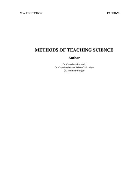 SOLUTION: Methods of teaching science - Studypool