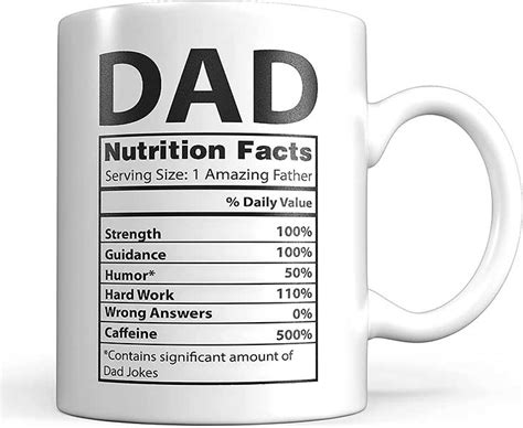 Father's Day Mugs - Dad Mug, Dad Nutrition Facts Funny Novelty Coffee ...