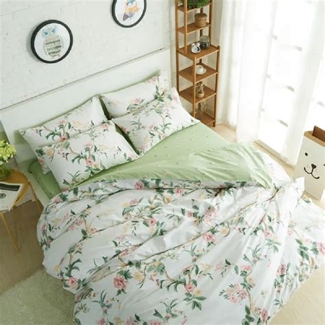 WINLIFE Rustic Floral Bedding Set 100% Cotton Duvet Cover Set American ...