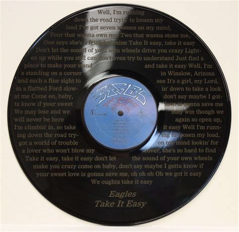 Eagles Vinyl Lp Etched W/ Take It Easy Lyrics Ltd Edition | Gold Record ...