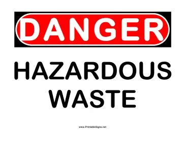 Printable Danger Hazardous Waste Sign