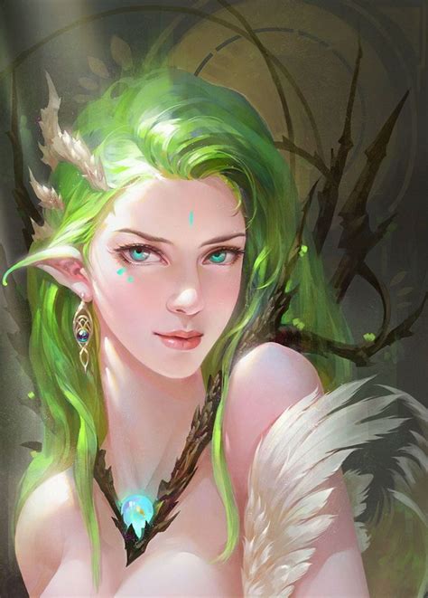 Fantasy girl blue eyes hair long beautiful elf fairy green hair wallpaper | 1440x2010 | 866471 ...