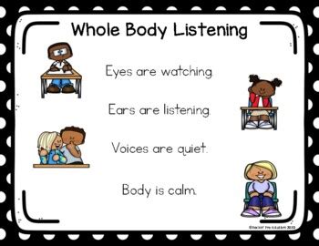 Whole Body Listening Poster - Freebie by Rockin' Preschool Autism