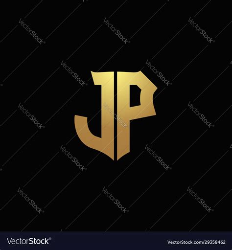 Jp logo monogram with gold colors and shield Vector Image