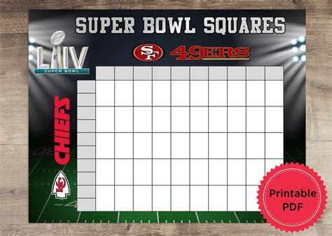 Super Bowl Printable Squares