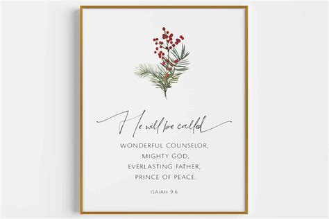 Isaiah 9:6 Print, Christmas Bible Verse Wall Art, Christmas Scripture ...