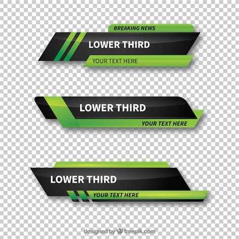 Premium Vector | Pack of green abstract lower thirds