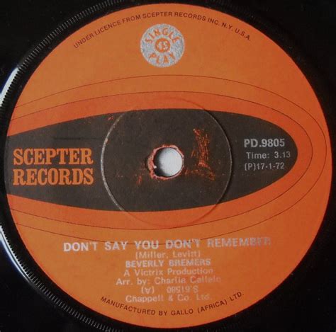 Beverly Bremers – Don't Say You Don't Remember (1972, Vinyl) - Discogs