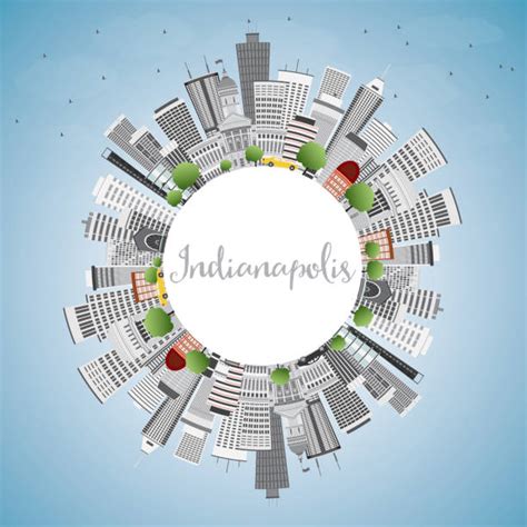 Indianapolis Skyline Silhouette Illustrations, Royalty-Free Vector ...