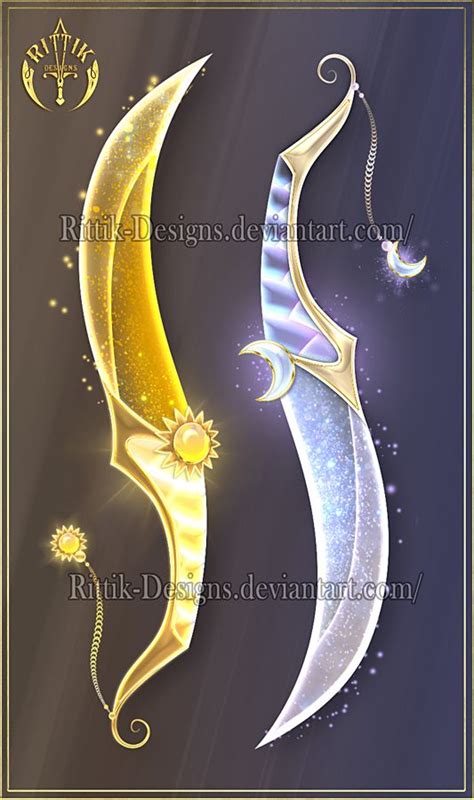 (OPEN) Sun and Moon daggers - Auction! by Rittik-Designs Ninja Weapons, Anime Weapons, Fantasy ...