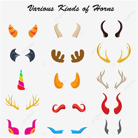 Horned Animals Vector Design Images, Animal Horn Elements Background, Animal Horns, Horns ...