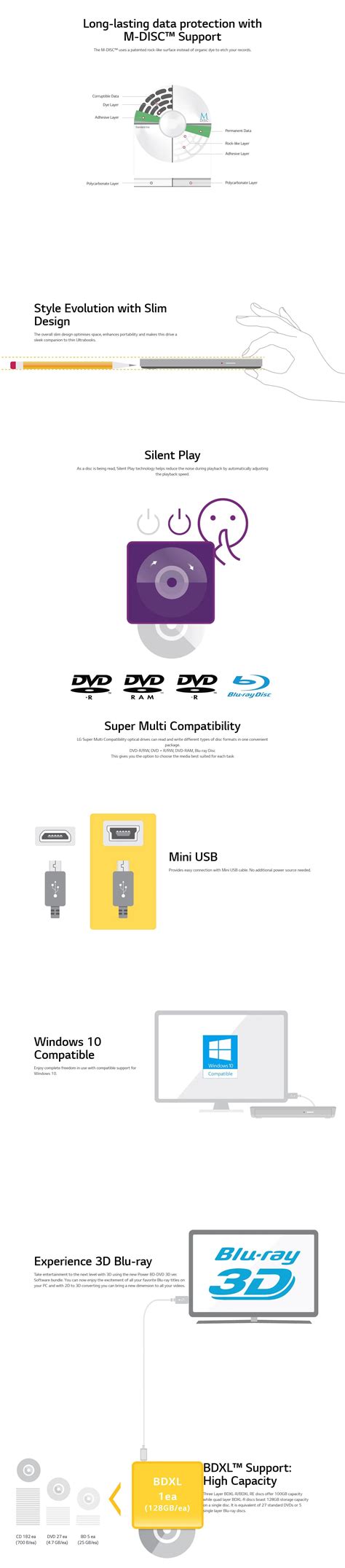 LG BP50NB40 Slim Portable External Mini USB Blu-Ray and DVD Writer | PLE Computers