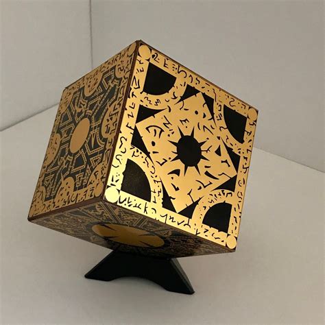 Hellraiser Puzzle Box 1:1 Static Non Functioning Lament Configuration Gold Foil Finish with stand