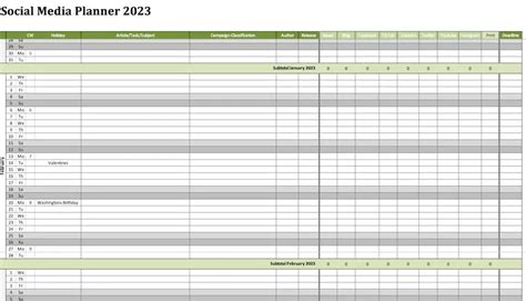 Social Media Planner for 2023