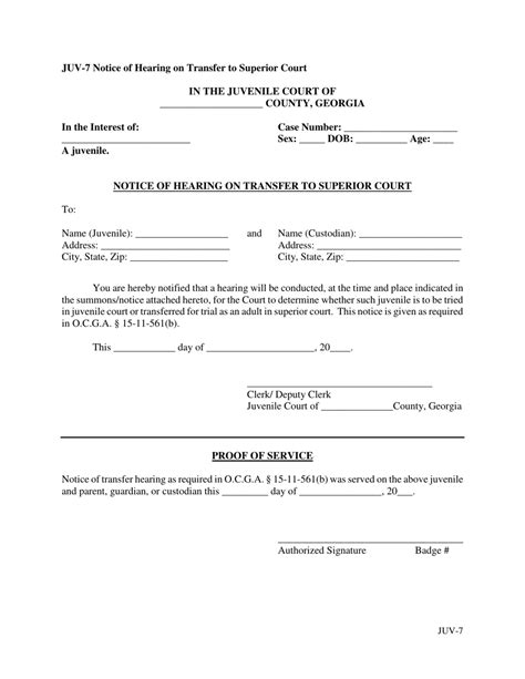 Form JUV-7 - Fill Out, Sign Online and Download Printable PDF, Georgia (United States ...