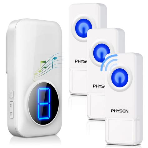 Buy PHYSEN Wireless Doorbell, 300M/1000FT Digital display Door Chime, IP55 Bell Wireless, 58 ...