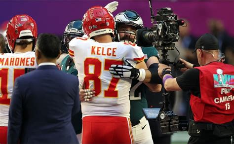 Kelce brothers face off after Chiefs' victory over Eagles in Super Bowl ...