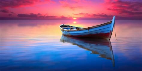 Premium AI Image | Boat on the sea at sunset