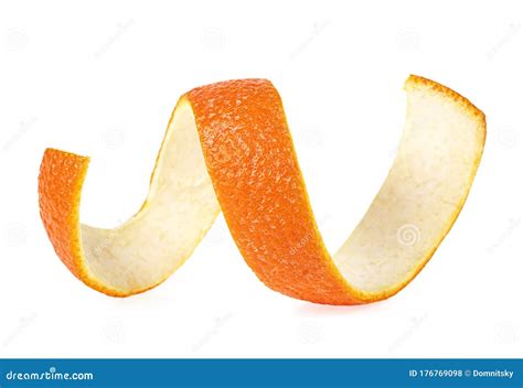 Fresh Orange Peel on White Background. Orange Skin in Spiral Form Stock Photo - Image of twist ...