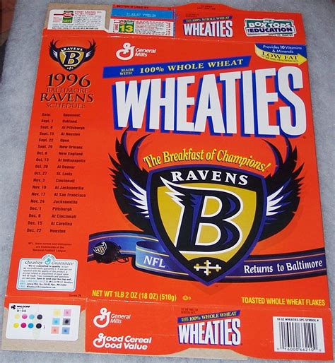 1996 Baltimore Ravens NFL Returns to Baltimore | Wheaties Box ...