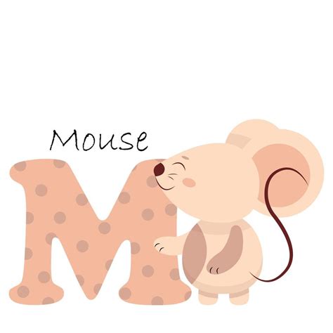 Illustration for the English alphabet with the image of a mouse, for ...