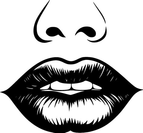 Lips, Black and White Vector illustration 27300836 Vector Art at Vecteezy