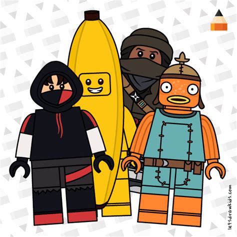 Drawing Lego Fortnite Skins | Drawing Peely, Ikonik, Fishstick, Ninja