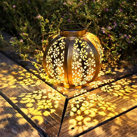 Buy neemor Hanging Solar Lantern Lights Outdoor Waterproof Garden Decor Retro Metal Led Solar ...