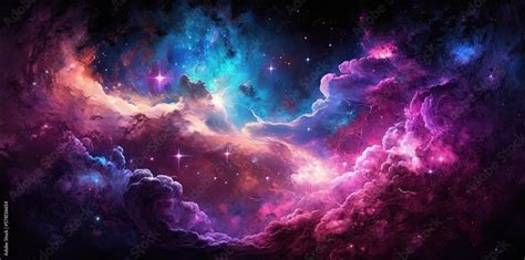 Universe, galaxy, space background. Nebula, planets, starts, suns, and planets colorful ...