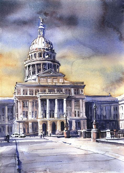 Texas Capitol, Me, Watercolor, 2020 : r/Art