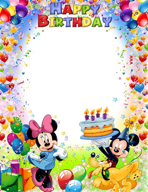 Coleção de quadros de fotos com o Mickey Mouse | Happy birthday frame ...