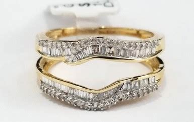 14k Yellow Gold Round Baguette Diamond Ring Guard Wrap Solitaire Enhancer Jacket by RG&D
