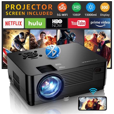 ROCONIA 5G WiFi Bluetooth Native 1080P Projector, 13000LM Full HD Movie Projector, LCD ...