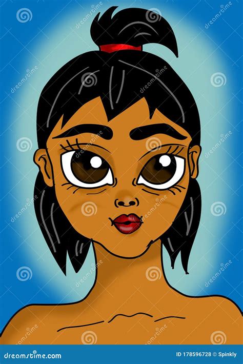 Brown Girl Cartoon Illustration Digital Art Stock Illustration ...