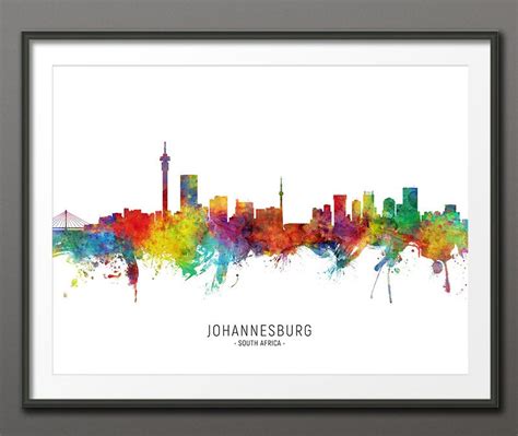 Johannesburg Skyline Johannesburg South Africa Cityscape Art - Etsy