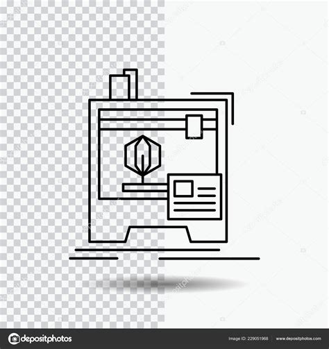 Dimensional Machine Printer Printing Line Icon Transparent Background Black Icon Stock Vector ...