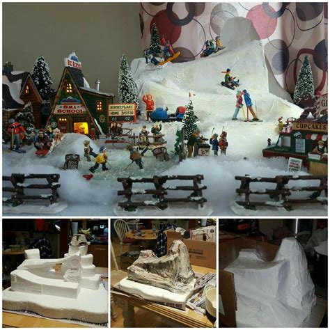 Mountain display for homemade village. Made with Styrofoam, paper mache ...