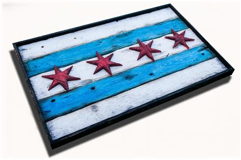 Handmade, Distressed Wooden Chicago Flag, vintage, art, distressed ...