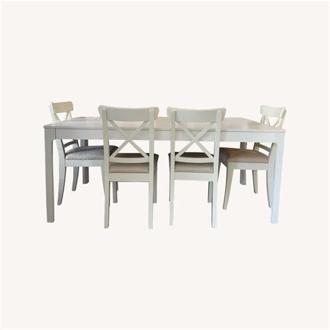 IKEA White Dining Table and Chairs Set - AptDeco