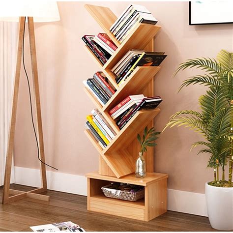 Bookcase Shelf Stand Display Cases Bookshelf Shelving Wood Shelves Tree Shape | eBay