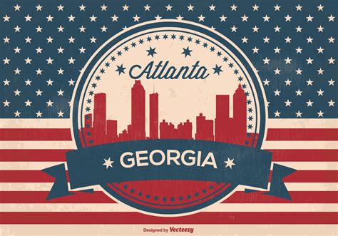 Retro Atlanta Georgia Skyline Illustration - Download Free Vector Art ...