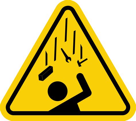 Falling objects danger sign. Falling objects warning sign. Caution ...