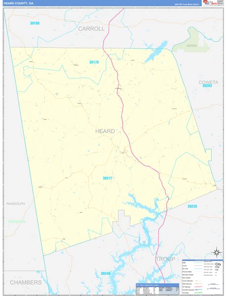 Heard County, GA Zip Code Wall Map Basic Style by MarketMAPS - MapSales