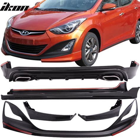 Compatible with 14-15 Hyundai Elantra Sedan Front Side Rear Bumper Lip Complete Combo - Walmart.com