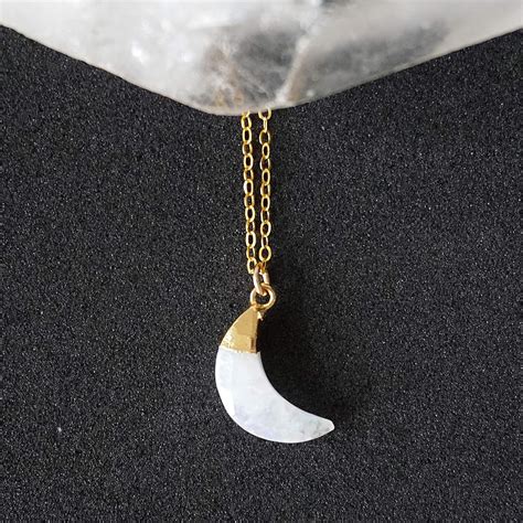 Amazon.com: 14K Gold Moonstone Necklace - Moon-Shaped Charm Pendant - June Birthstone Jewelry ...